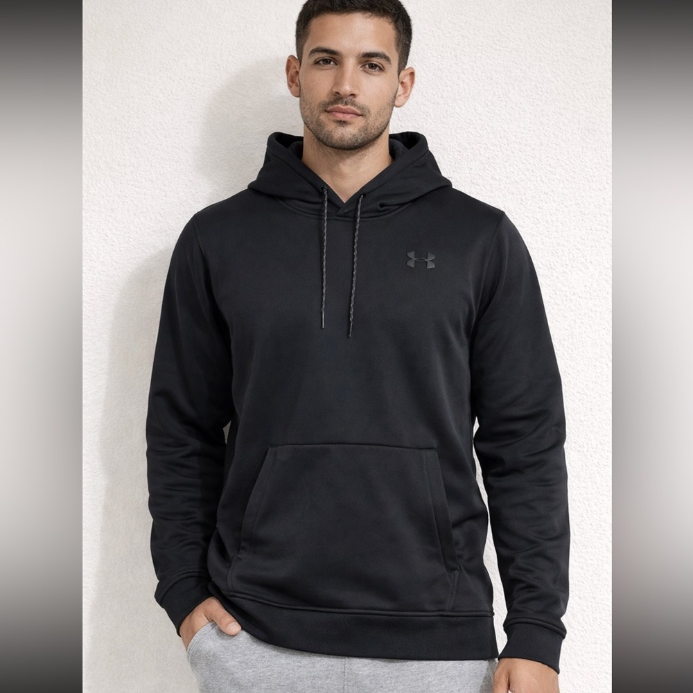 Under Armour Men’s Black Pullover Hoodie – Fleece Lined (Size XL)